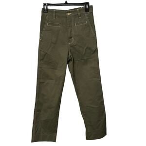 Loewe 100% Cotton Green Cargo Straight High Rise Pants Size FR 32